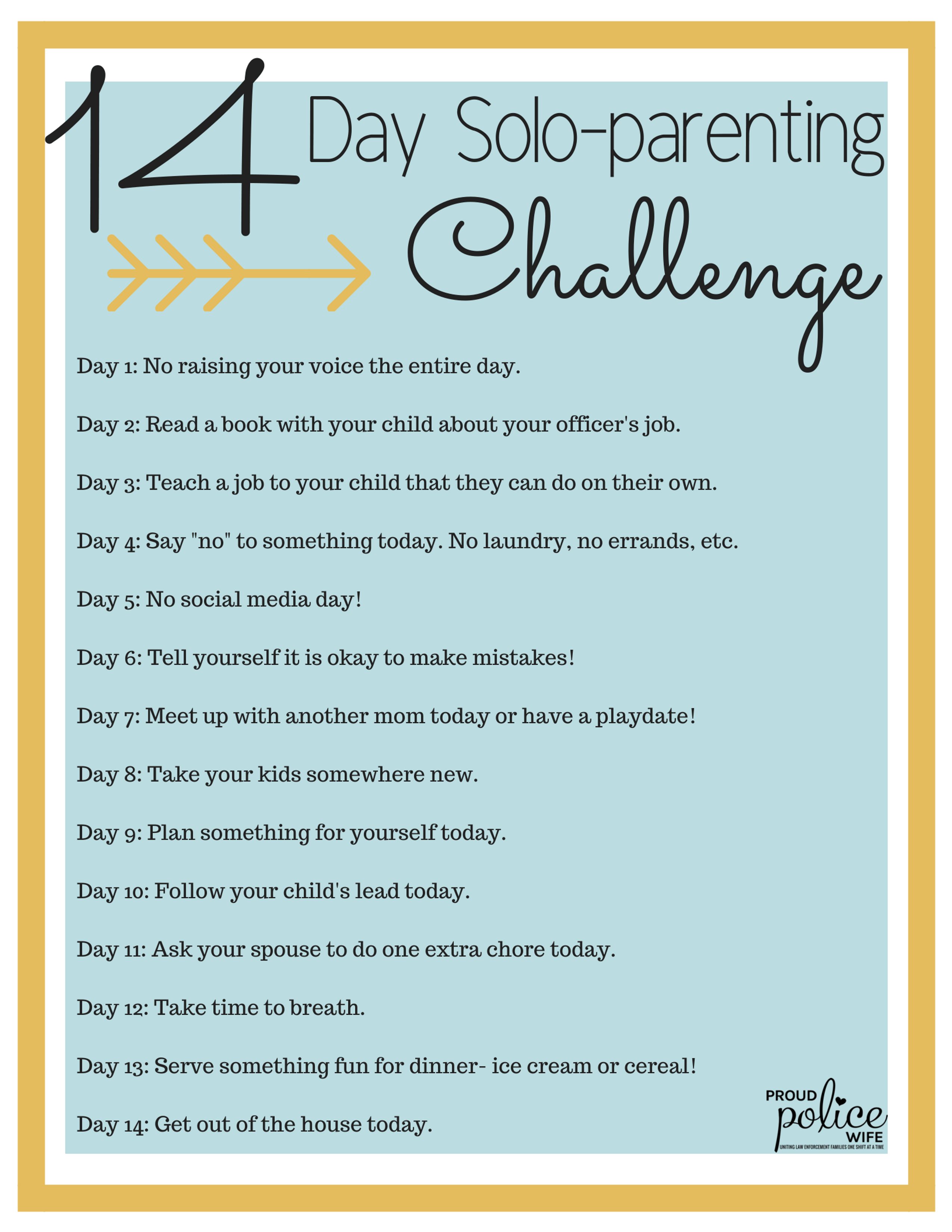 14 Day Solo-Parenting Challenge | #soloparent |#soloparenting |#policewife |#singlemom |#momlife