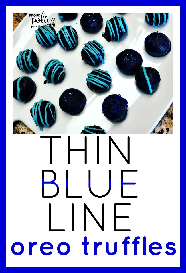 The most simple thin blue line Oreo truffle balls | #proudpolicewife |#thinblueline | #police appreciation |#thankanofficerday |#thinbluelinedesserts